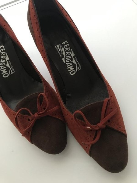 Women Salvatore Ferragamo Heels Brown Suede 38 #NT1V