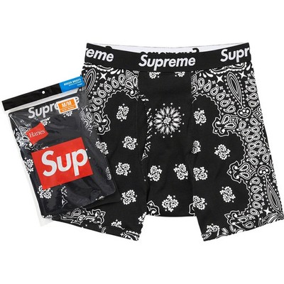 Supreme Hanes Bandana Boxer Briefs (2 Pack) Black