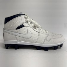 Jordan 1 Mid Baseball Cleat TD Wht/Navy Promo Size 11 New With Rep Box 