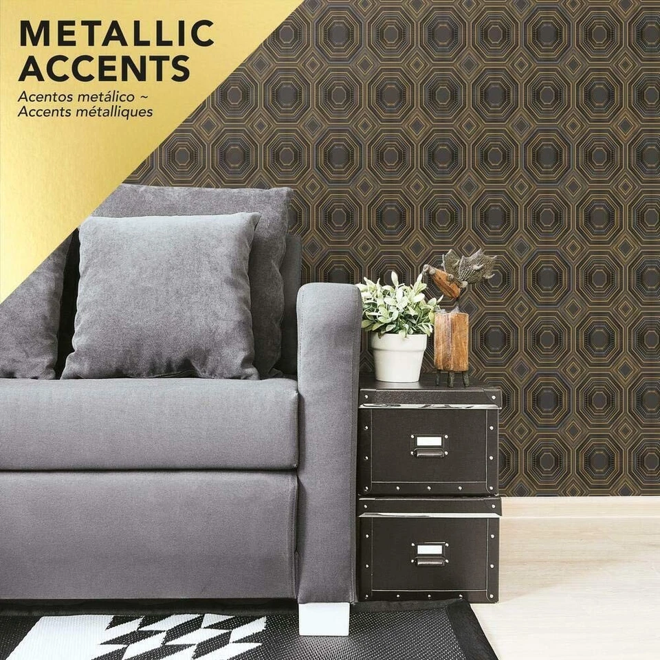 Papel pintado RMK11324WP rodillas abejas negro metálico pelar y pegar Foto 3 de 4
