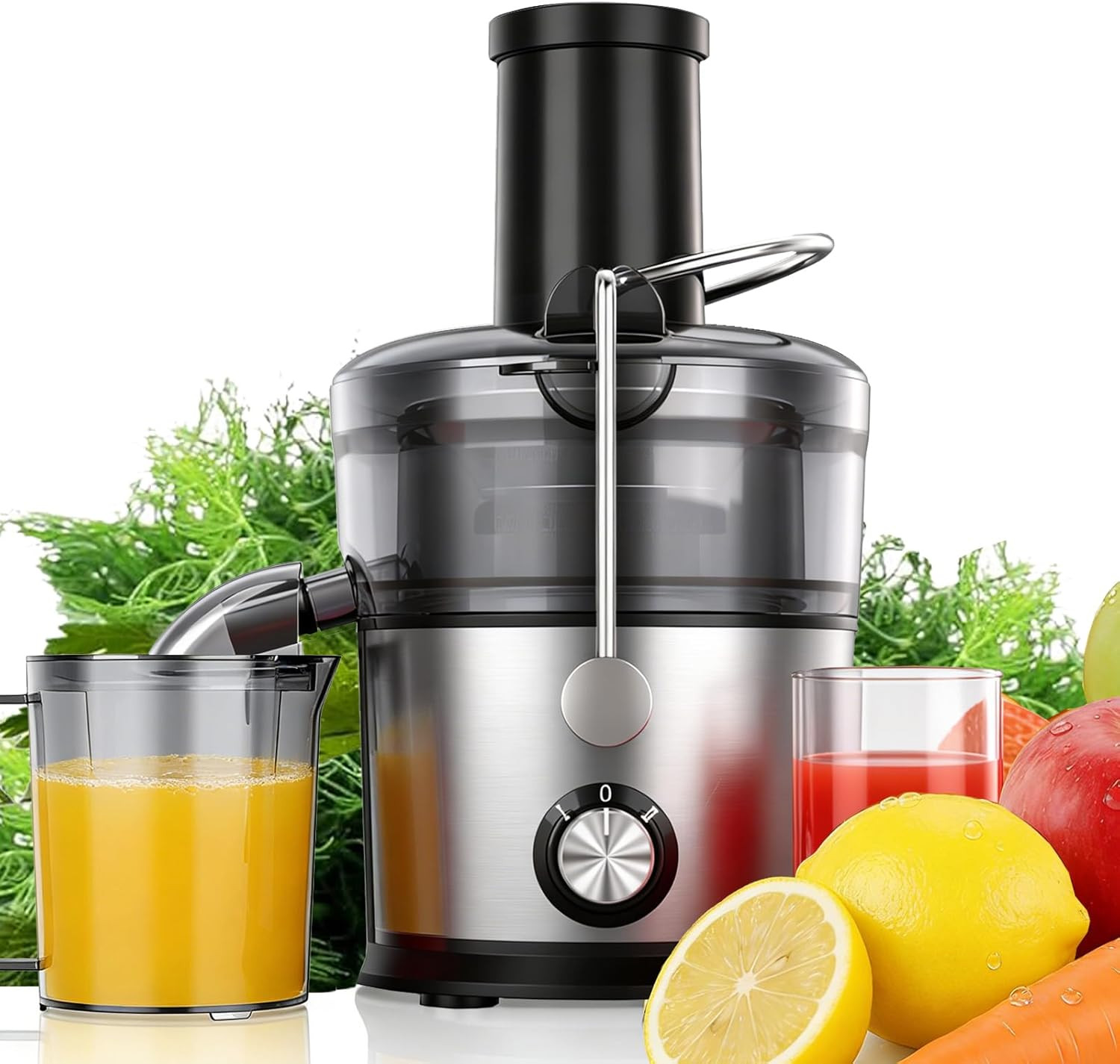 Juicer Machines, 1200W Juicer with 3" Feed Chute for Whole Fruits and Vegs, Dual