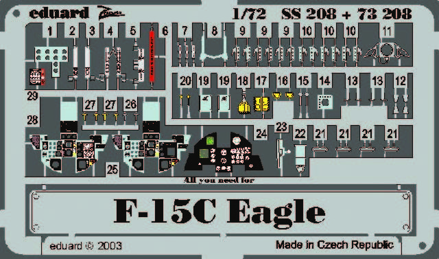 Eduard Accessories SS208 - 1:72 F-15C Eagle - Etching Set - New
