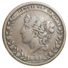 1841 US Hard Times Token Liberty Head Millions for Defence Not One Cent Tribute