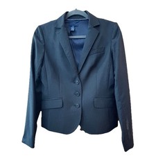 J Crew Women  s Blazer Sz6 Navy Blue Pinstripe 99 Wool Corpcore Office Wear
