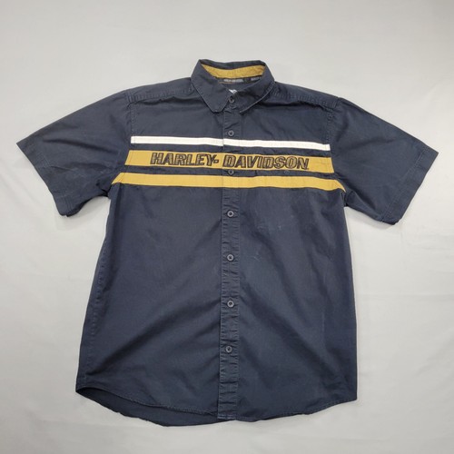 Harley Davidson Herren Mechaniker Händler Hemd Gr. Large Knopfleiste Workwear Vintage