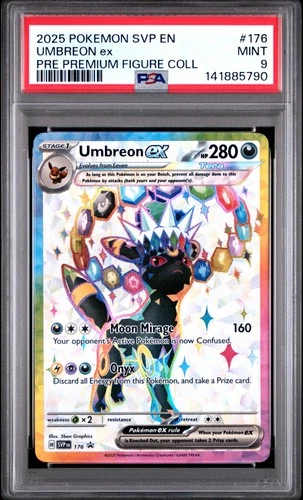 2025 POKEMON PRISMATIC EVOLUTIONS PREMIUM FIGURE COLLECTION UMBREON EX PSA 9