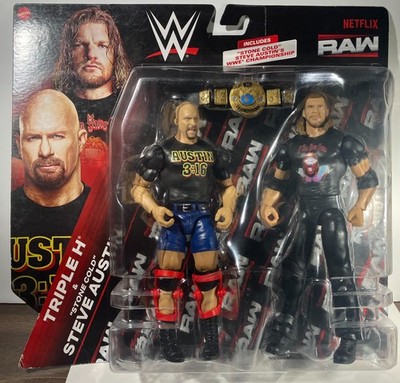 WWE Mattel Triple H vs Stone Cold Steve Austin Netflix Raw 2 Pack With Belt MOC