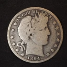 1894 **P** BARBER SILVER HALF DOLLAR ***NICE COIN!***  FREE SHIPPING! C1877