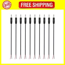 Fancasee 10-Pack 3.5Mm 1/8" to Speaker Wire TS Mono Male Plug to Bare Wire Pigta