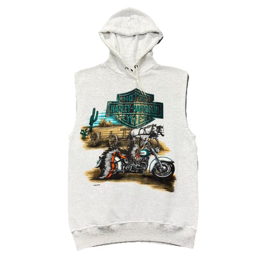 VTG 80s/90sHARLEY DAVIDSON SLEEVELESS HOODIE MENS M SOUTHWESTERN GREY USA Made
