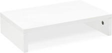 14.2 Inch White Monitor Stand Riser, Wood Monitor Riser with Storage for Desk Sm