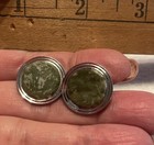 Vintage Cufflinks featuring a dark green, mottled gemstone. likely Jade. — photo 2