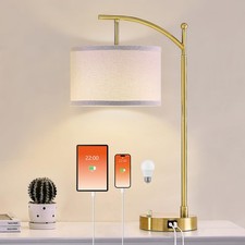 Table Lamp for Living Room Bedroom, 23.5" Table Lamp with USB A Ports, Bedsi...