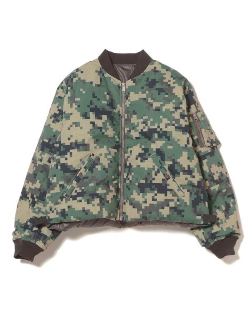 BEAMS Reversible Down Flight Jacket M Mint Black … - image 1