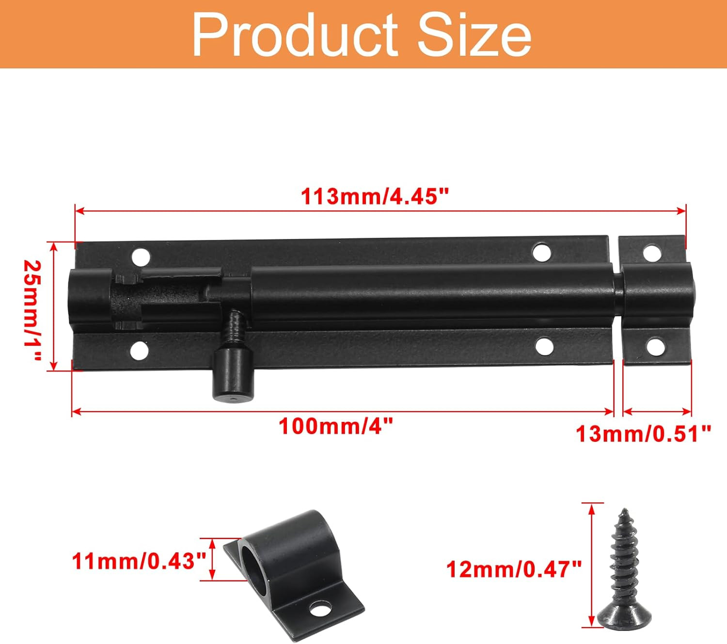 2 Pcs 4 Barrel Bolt Latch Heavy Duty Sliding Door Lock for Security Gate & Garag