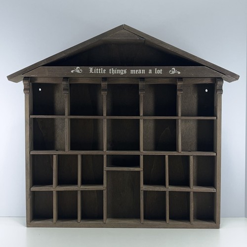 Vintage Wooden Curio Miniatures Display Shelf Wall Mount Trinket House 