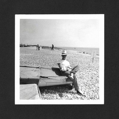 Schicker Herren Strand Hut Boot Meer Sonne - Vintage Foto Snapshot