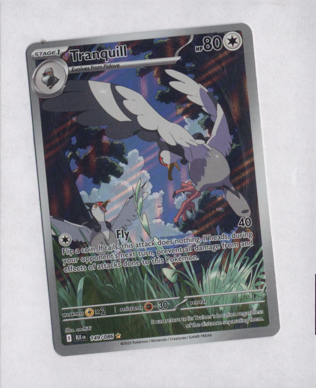 Pokemon TCG Tranquil 149/086 Black Bolt Illustration Rare Holo Card NM
