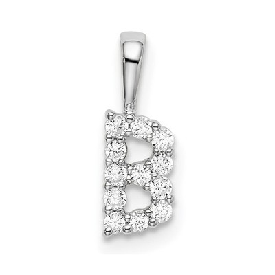 14k White Gold Round Lab Grown Diamond VS/SI+ G+ Letter ''B'' Intitial Pendant