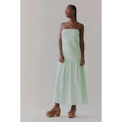 Bec & Bridge Haze Textured Floral Maxi Dress Mint Green Women's Size US 2 NWT