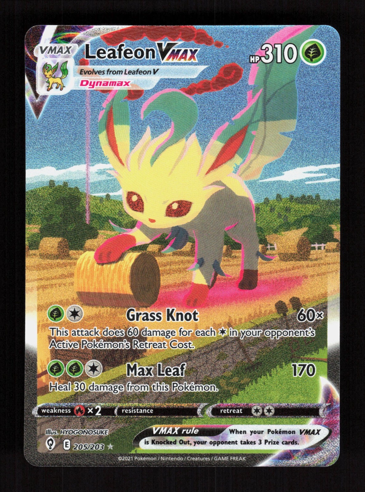 Leafeon VMAX - 205/203 - Pokemon Evolving Skies Alternate Art Ultra Rare NM