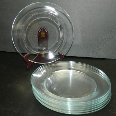 Arcoroc France CLASSIQUE Clear Glass Set of 8 Luncheon Salad Plates 9  diameter