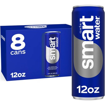 smartwater Vapor Distilled Water Cans, 12 fl oz, 8 Pack