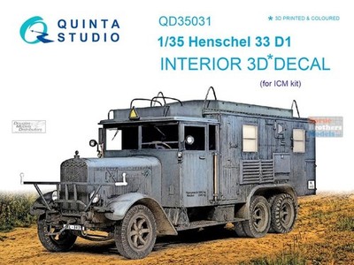 QTSQD35031 1:35 Quinta Studio Interior 3D Decal - Henschel 33 D1 (ICM kit)