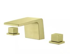 8  Wide Double Handles Waterfall Spout Bath Faucet Supply Line in Brushed Gold