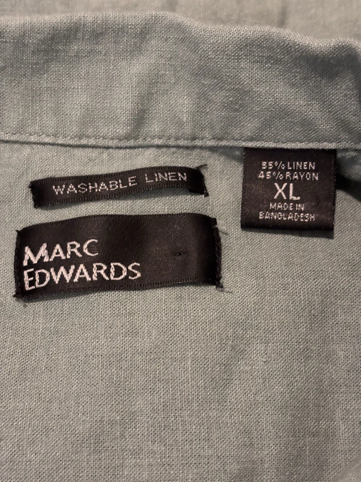 Camisa de boliche para hombre XL Marc Edwards mezcla de lino verde claro/mediano bloque de color Foto 4 de 4