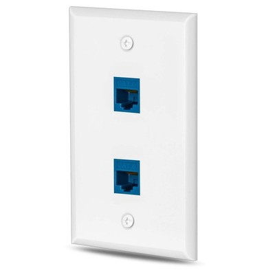 Ethernet Wall Plate Cat6 1 Pack 2 Port Keystone Jack with RJ45 Coupler
