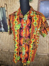 Vintage "Made In Hawaii" Brand Hawaiian Barkcloth Aloha Shirt m1254