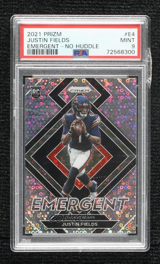 2021 Panini Prizm Emergent No Huddle Prizm Justin Fields #E-4 PSA 9 MINT 08w3