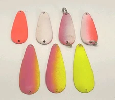 7 PC Various Luhr-Jensen Salmon Trolling Fishing Spoon Lure Mixed Colors 