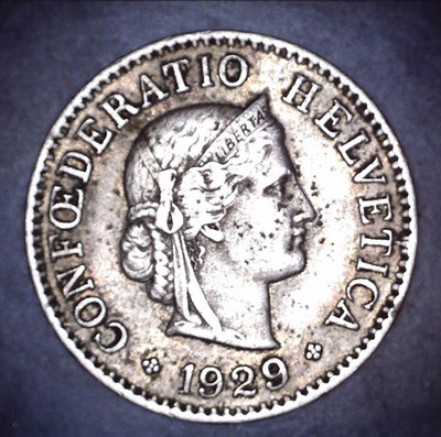 Vintage 1929-B Switzerland 5 Rappen Copper Nickel Coin