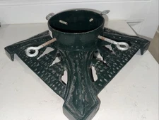 Vintage Square Cast Iron Christmas Tree Stand 14" x 14" Green Enamel Finish