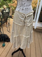  Gypsy , Boho Whimsical Witchy Organic Y2K  Lace Up Linen Skirt   Medium  
