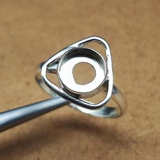 925 Sterling Silver Plated Bezel Cup Ring Blank Round Cabochon Setting DIY