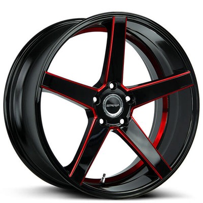 20x8.5''Strada Wheels Perfetto Gloss Black Candy Red Milled Rims