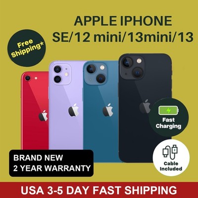 NEW Sealed Apple iPhone SE/13/13 Mini/12 Mini 64/128/256GB Unlocked GSM+CDMA USA