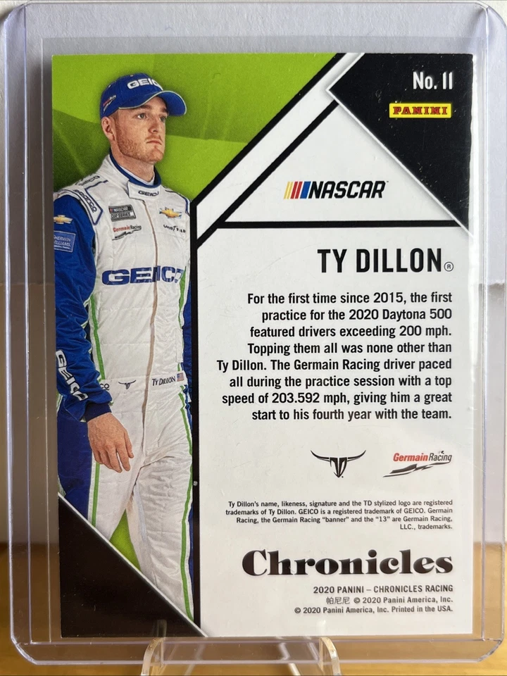 2020 Panini Chronicles - Chronicles Autographs Ty Dillon #11 /25 & Red Base /99 - Image 4 of 4