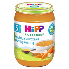 HiPP BIO od pokoleń, Rosołek z kurczaka z kaszką manną, po 5. m-cu, 190 g Hipp P