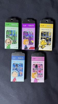 5 box set -Peanuts Charlie Brown Press-On Nail Kits by Rude Cosmetics NEW in box