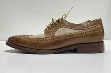 Johnston Murphy Men's Dress Shoes Wingtip Oxford Tan Leather Canvas Size 11