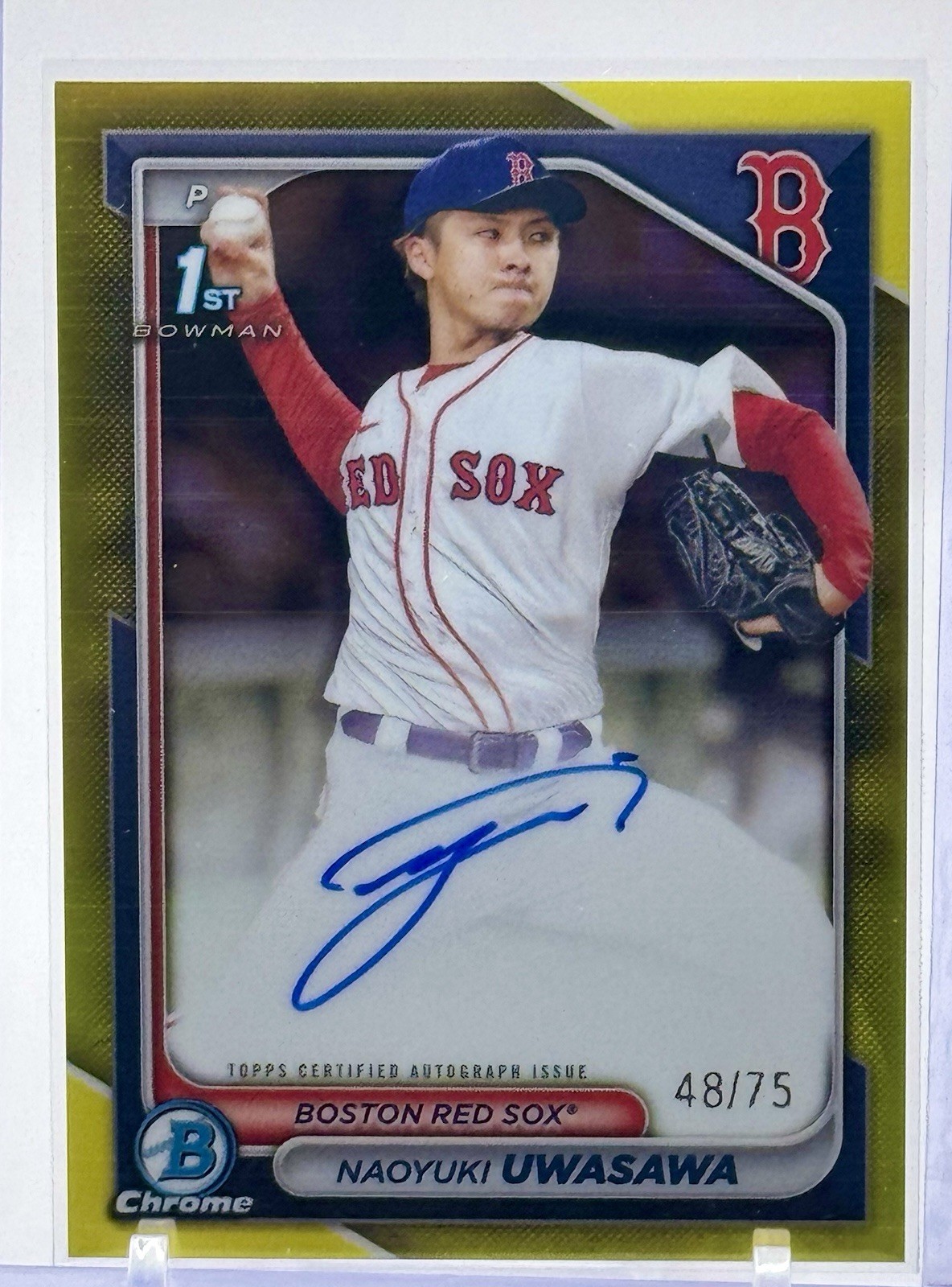 2024 Bowman Chrome Prospect Auto Naoyuki Uwasawa #CPA-NU Yellow Refractor /75