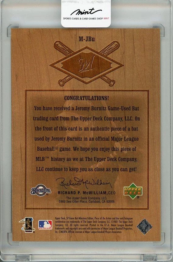 Backside Scratches 2001 Upper Deck Sp Game Bat Jeromy Burnitz Game Used Bat - Image 2 of 2