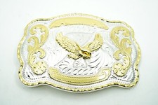 Large Western Fly Eagle Cowboy Cowgirl Gold/Silver Metal Belt Buckle