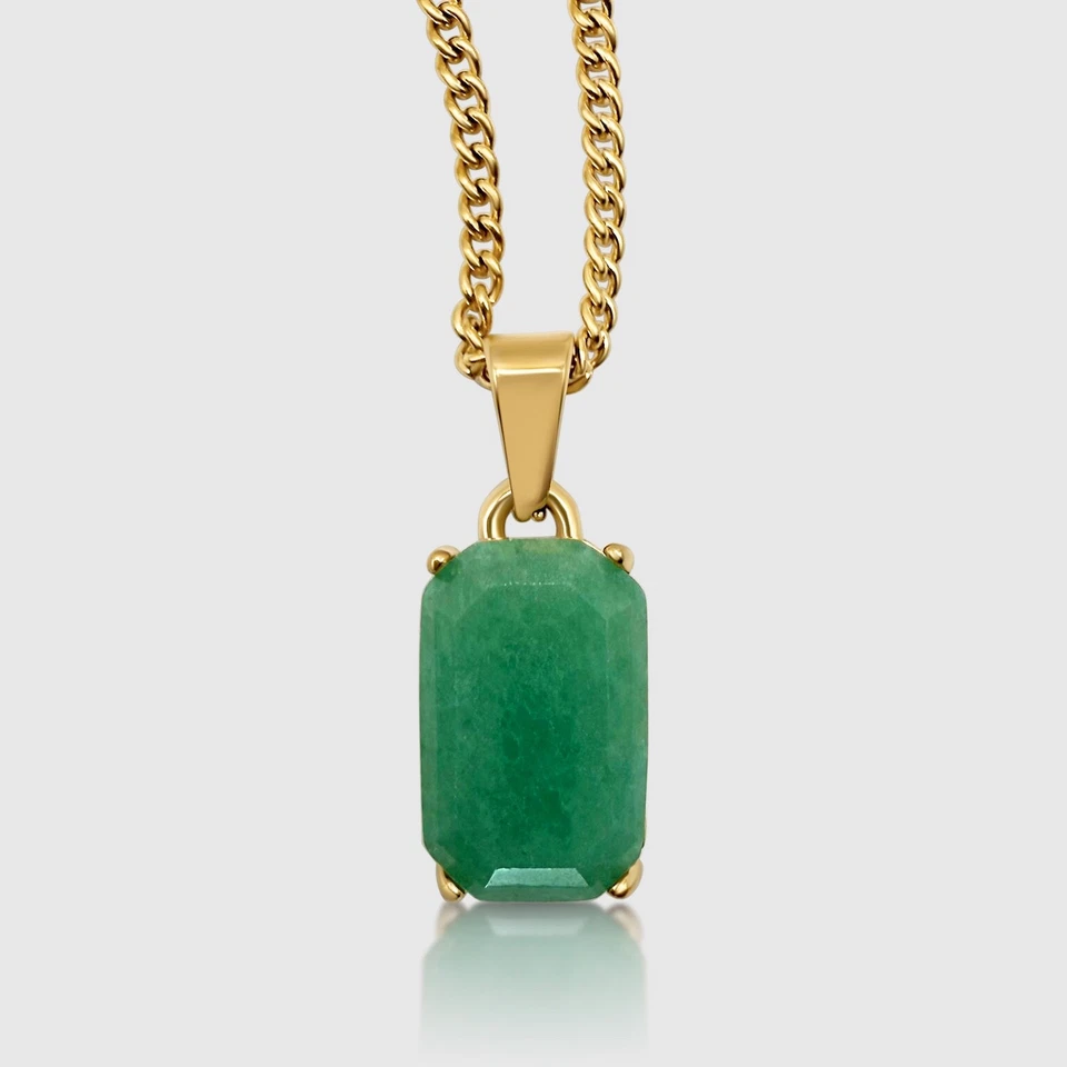 18K золото нефрит камень исцеления кристалл подвеска/ожерелье цепочка драгоценных камней амулет 20» - Изображение 3 из 4