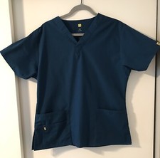 WonderWink Women s Solid Dark Teal Scrub Top Size M EUC