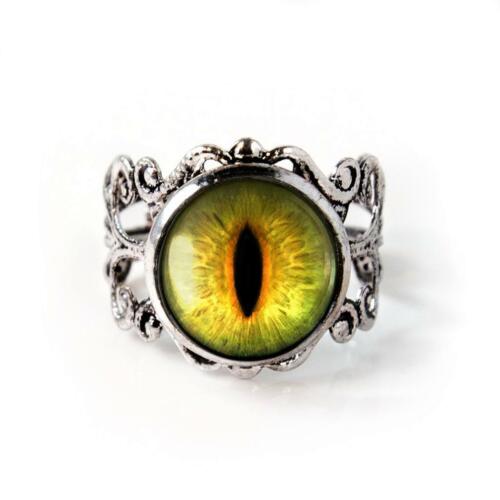 Medival Yellow Dragon Eyeball Handmade Filigree Ring - Afbeelding 1 van 4